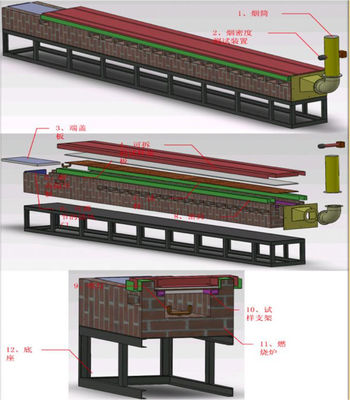 Máquina de ensaio de incêndio ASTM E84 para materiais de construção Características de queima da superfície Tamanho da amostra 24*24